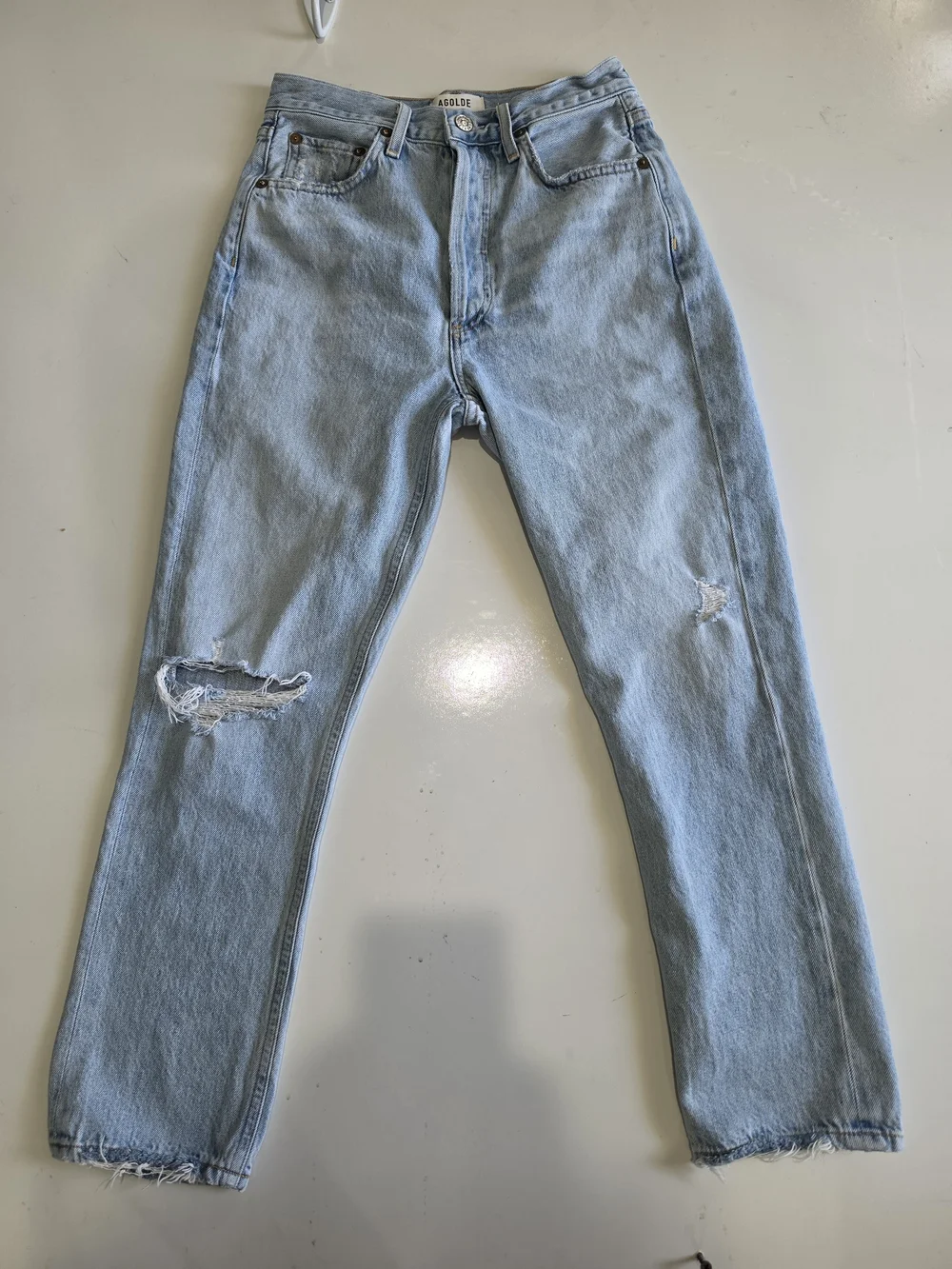 AGOLDE Light Blue Distressed Womans Jeans Size 25 Straight Legs